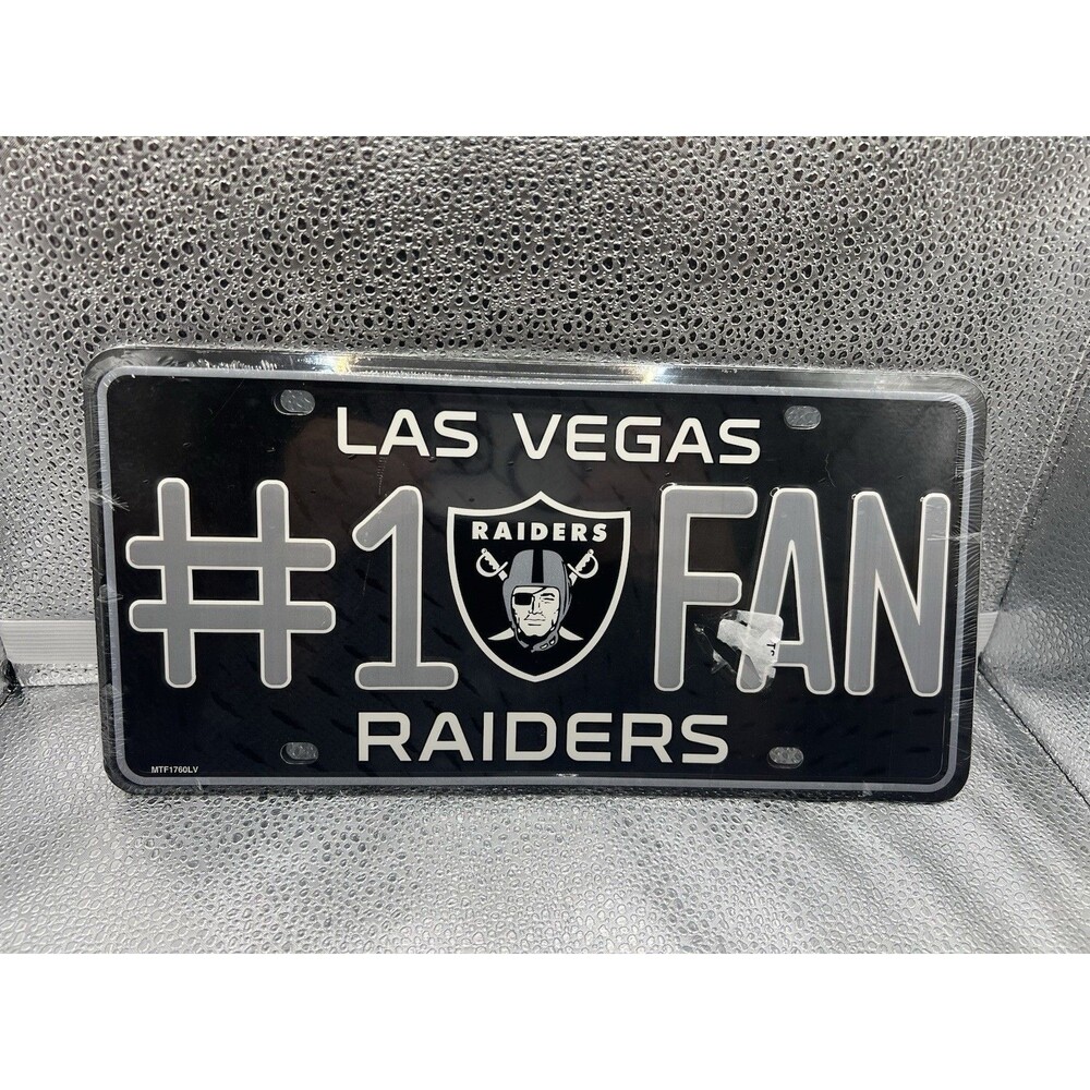 LAS VAGAS RAIDERS SHIELD LOGO BLACK LICENSE PLATE 6" X 12" NEW NFL
